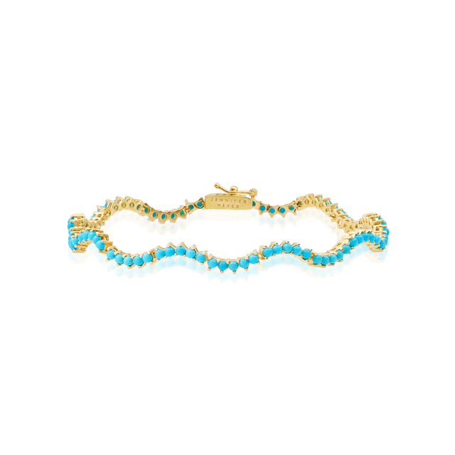 3-Prong Turquoise Wave Tennis Bracelet