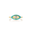 Medium Turquoise Open Evil Eye Ring with Diamond Center