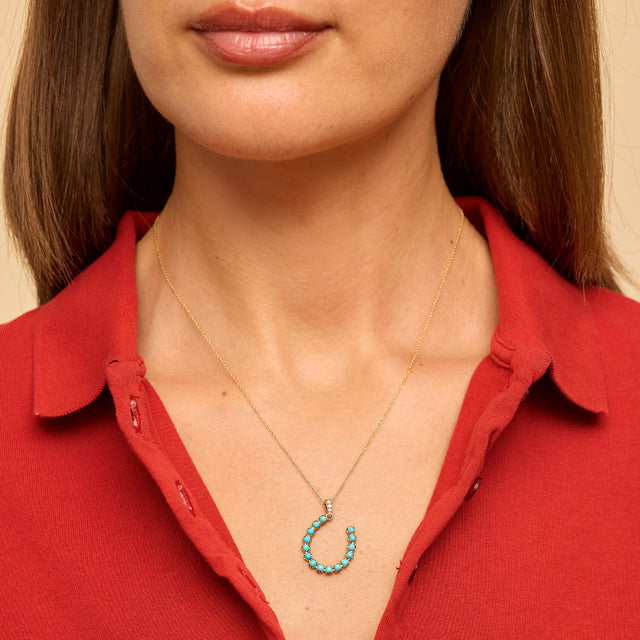 Illusion Set Turquoise Horseshoe Necklace 