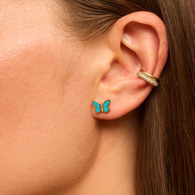 Turquoise Inlay Butterfly Studs