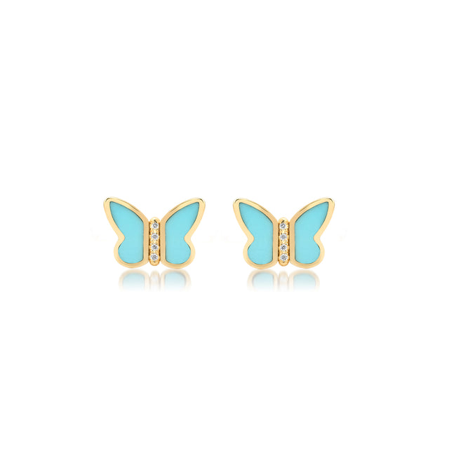 Turquoise Inlay Butterfly Studs