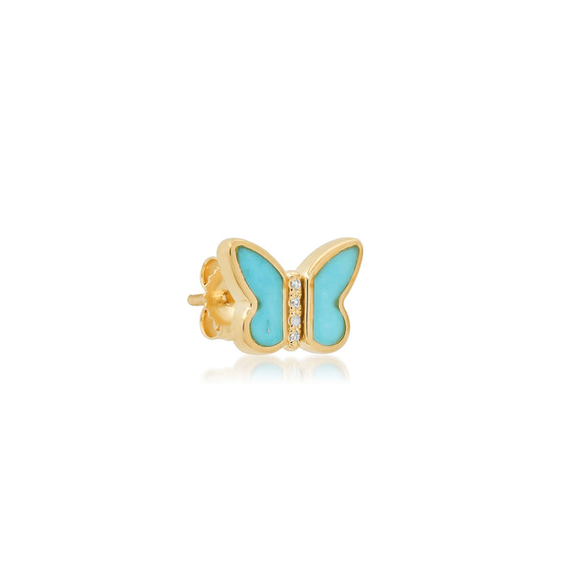 Turquoise Inlay Butterfly Studs