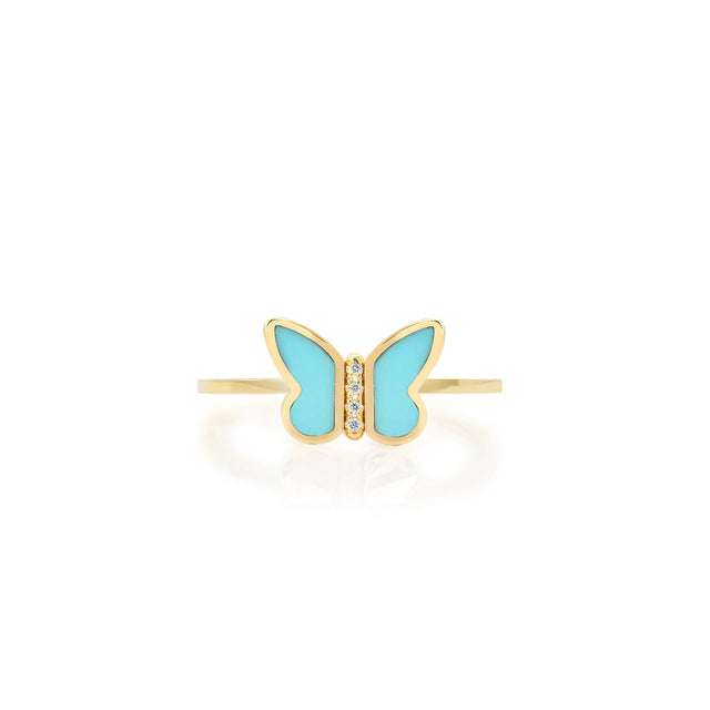 Turquoise Inlay Butterfly Ring