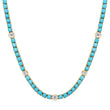 Large 4-Prong Turquoise Tennis Necklace with 5 Illusion-Set Diamond Accents