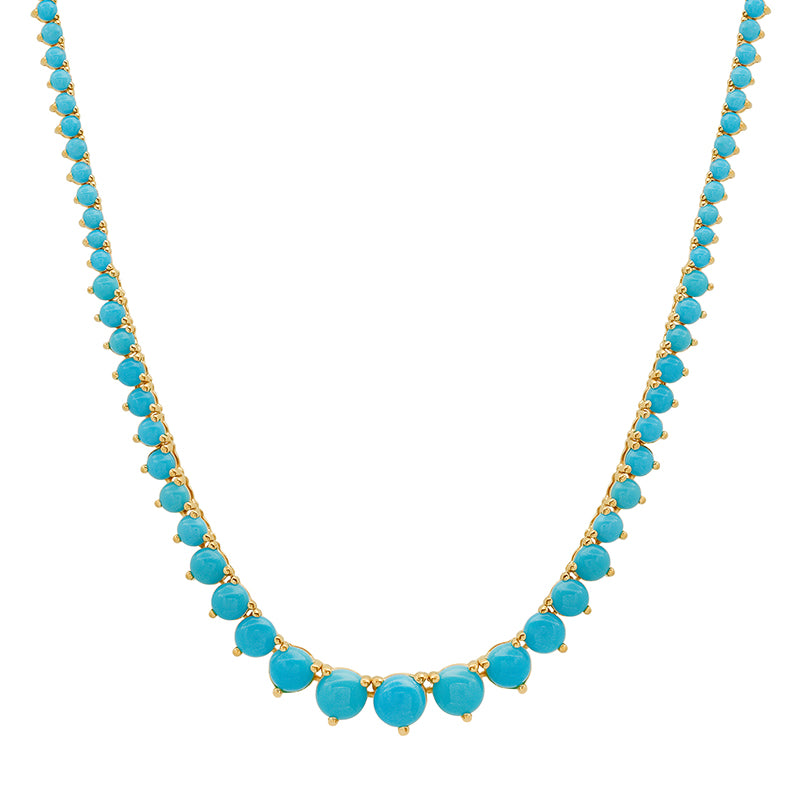 Large Graduated 3-Prong Turquoise Tennis Necklace