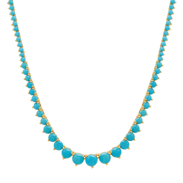 Luxe Graduated 3-Prong Turquoise Tennis Necklace
