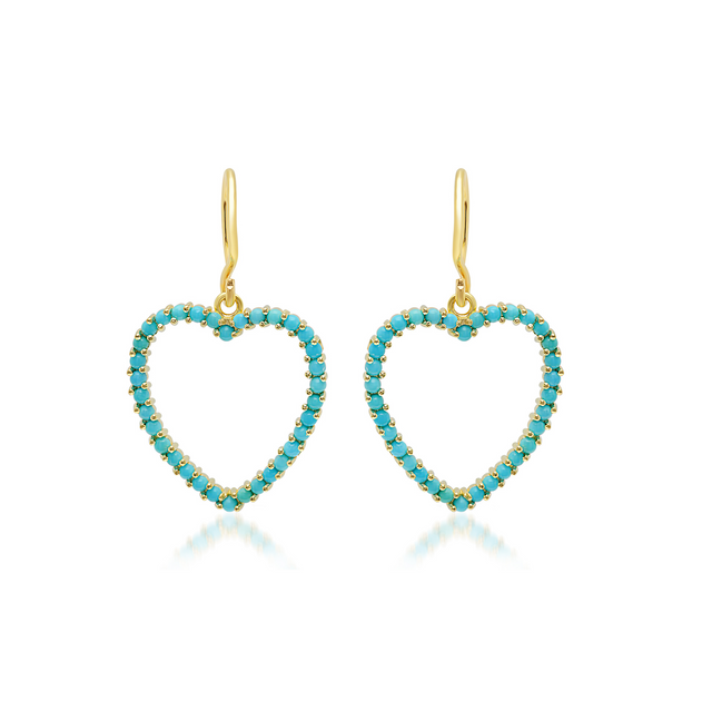 Turquoise Large Open Heart Drop Earrings
