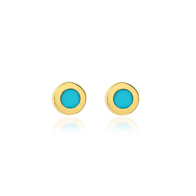 Turquoise Inlay Circle Studs