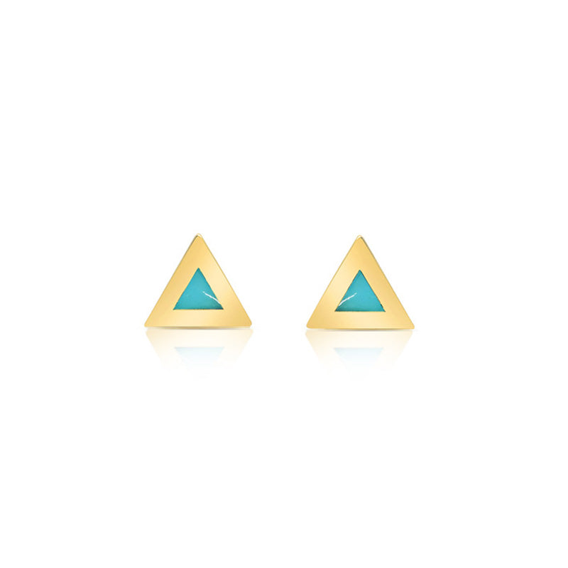 Turquoise Inlay Triangle Studs