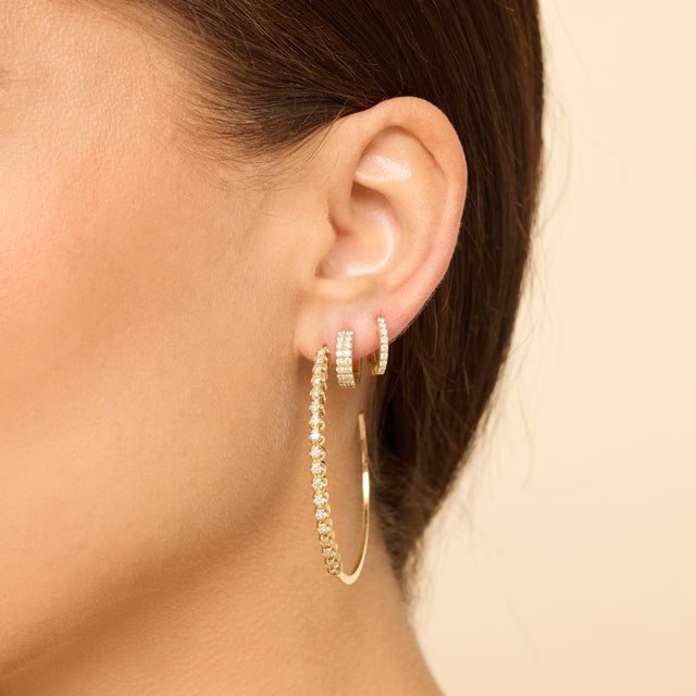 Medium Hoops with Illusion Set Diamonds