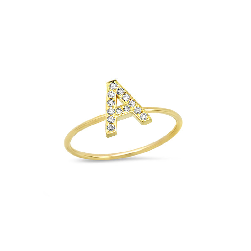 Diamond Mini Uppercase Letter Ring