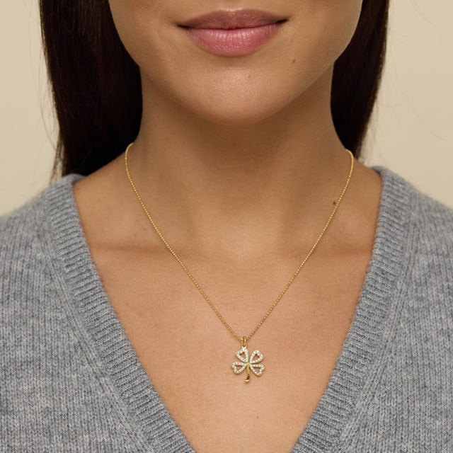Large Diamond Open Clover Necklace