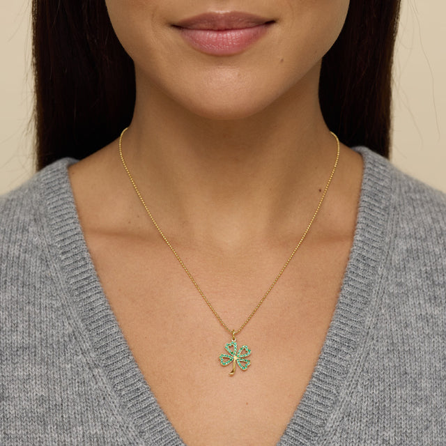 Large Emerald Open Clover Necklace