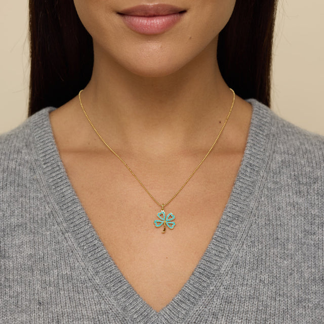 Large Turquoise Open Clover Necklace