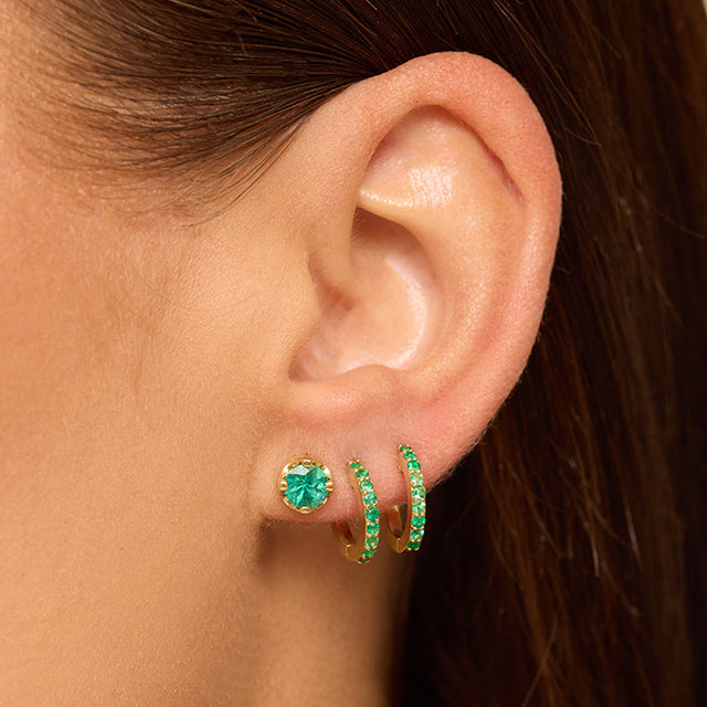 Medium Illusion Set Emerald Studs