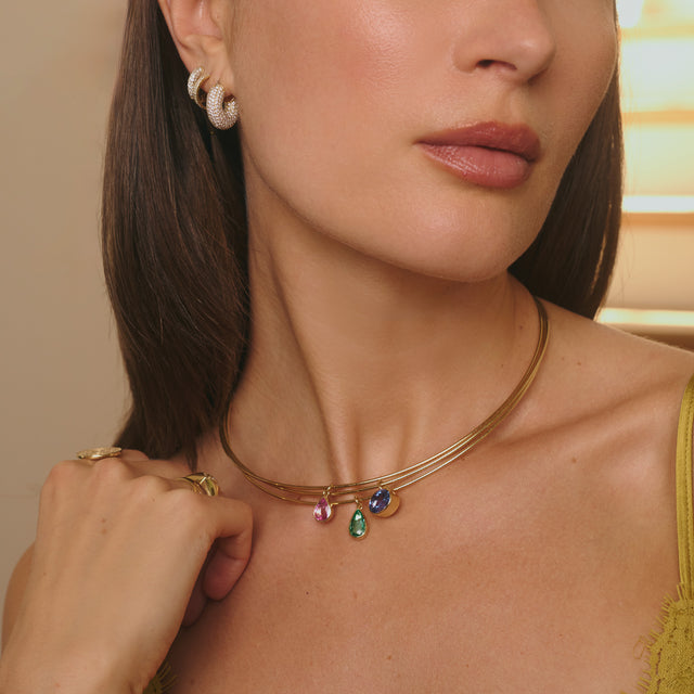 Collar Necklace with Emerald Pendant 