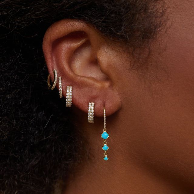 3 Graduated Illusion Set Turquoise Earrings