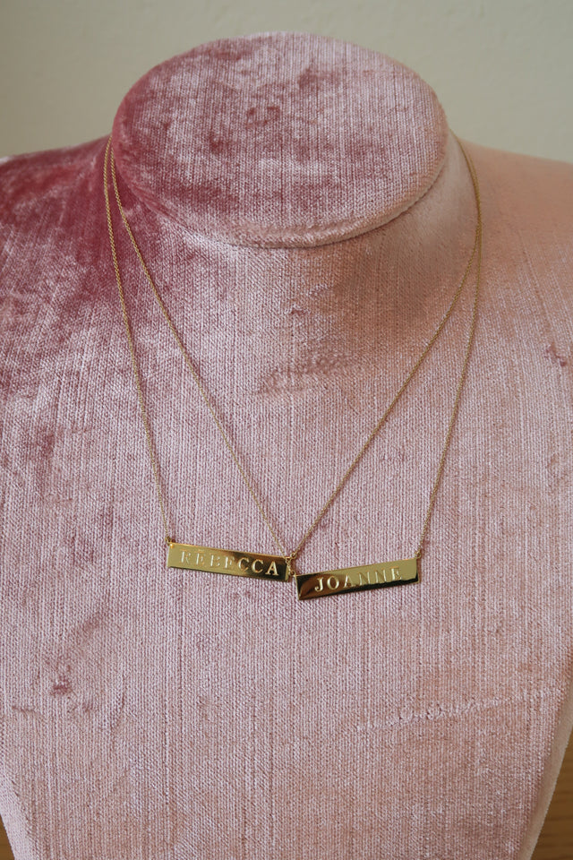 Yellow Gold Engravable Nameplate Necklace