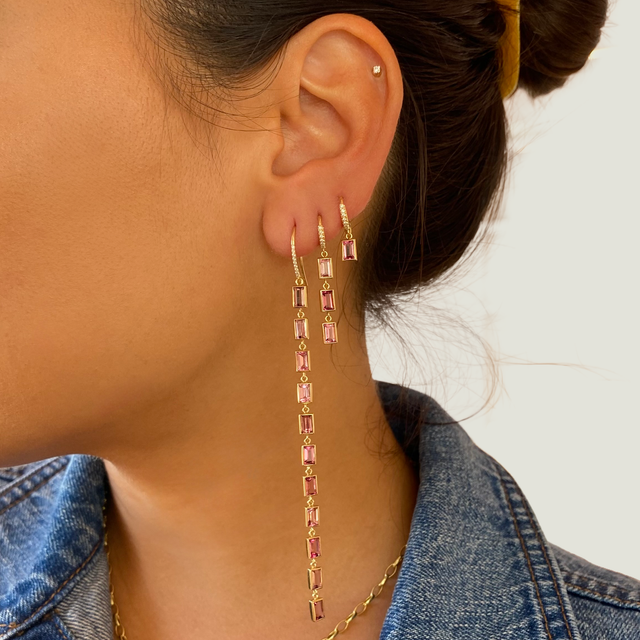 Pink Tourmaline Cascade Earrings