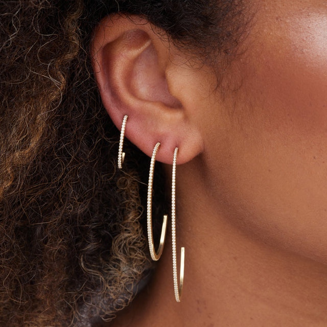 Medium Diamond Elongated Edith Hoops