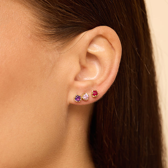 Small Illusion Set Amethyst Studs
