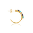 Small 4-Prong Diamond Lapis and Turquoise Hoops