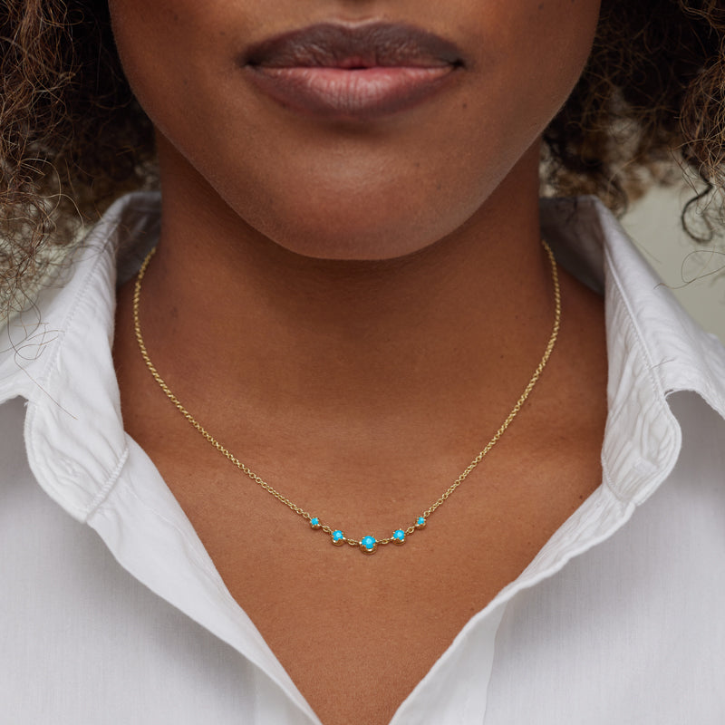 5 Illusion Set Graduated Turquoise Accent Necklace