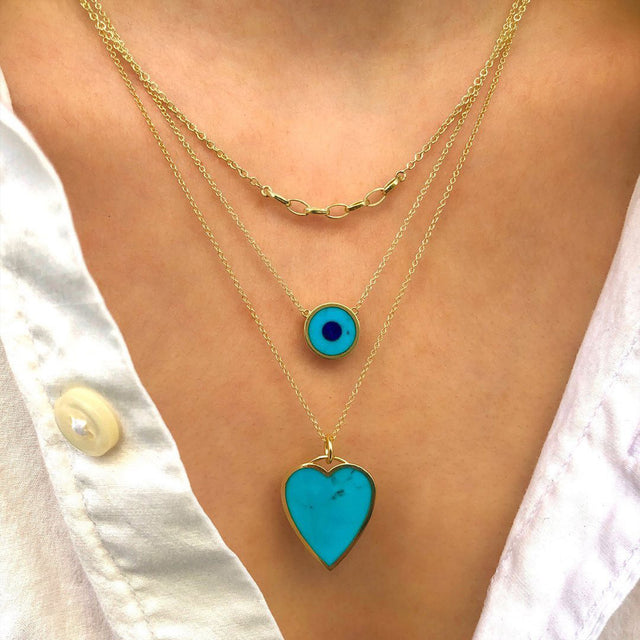 Turquoise Inlay Heart Necklace