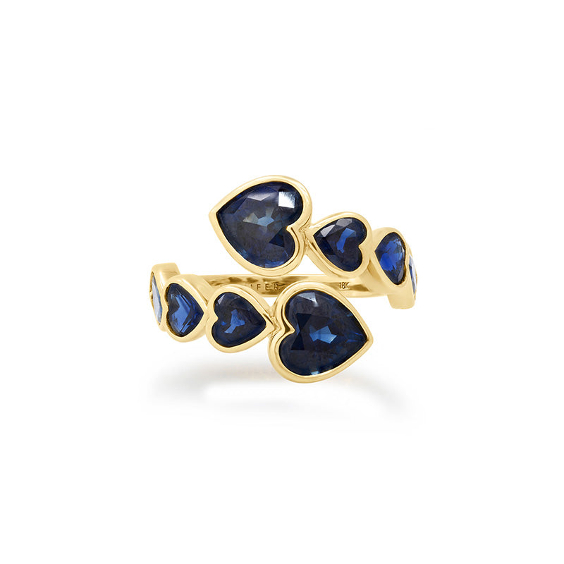 Blue Sapphire Heart Wrap Ring