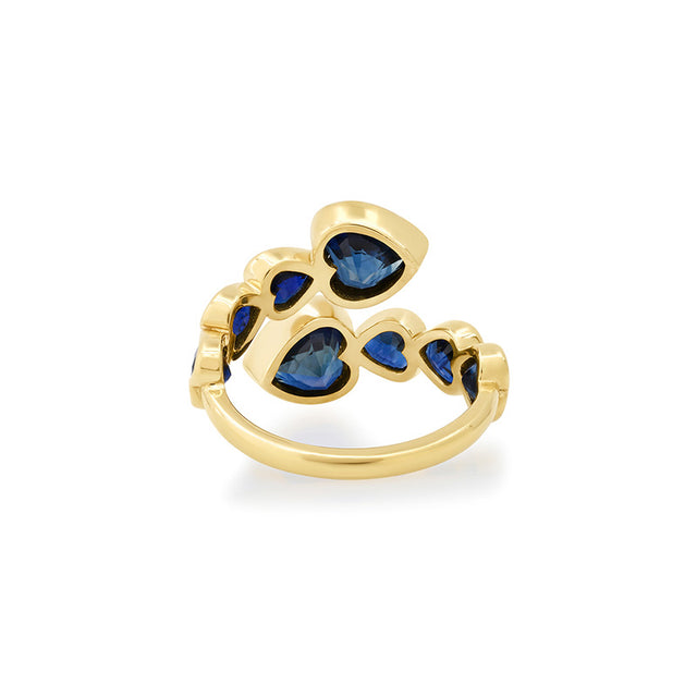 Blue Sapphire Heart Wrap Ring