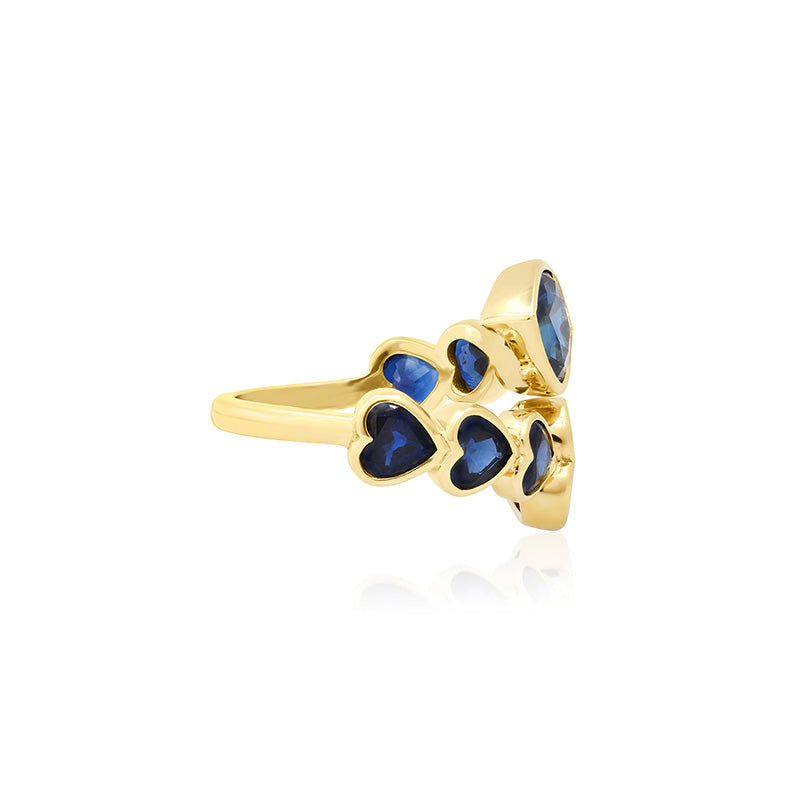 Blue Sapphire Heart Wrap Ring