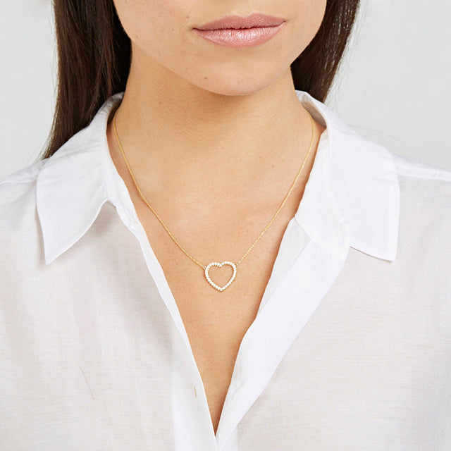 Large Diamond Open Heart Necklace