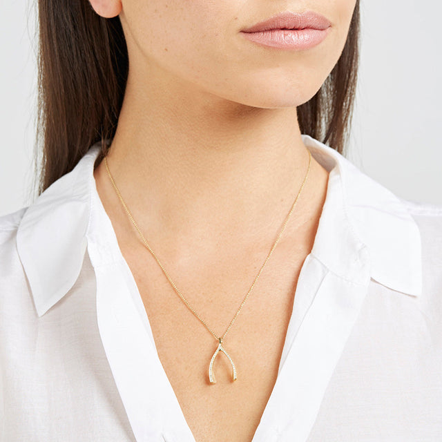 Diamond Wishbone Necklace