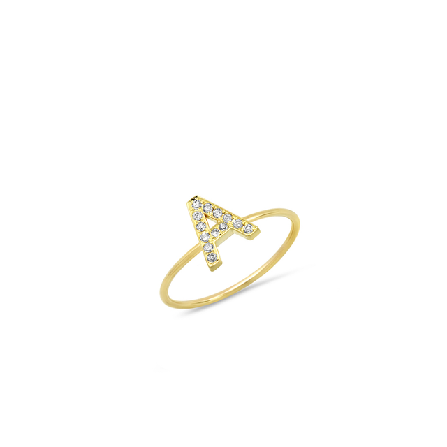 Diamond Mini Uppercase Letter Ring
