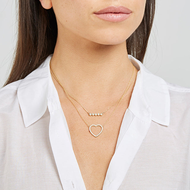 Large Diamond Open Heart Necklace