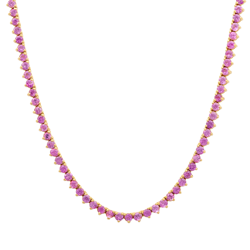 3-Prong Pink Sapphire Tennis Necklace