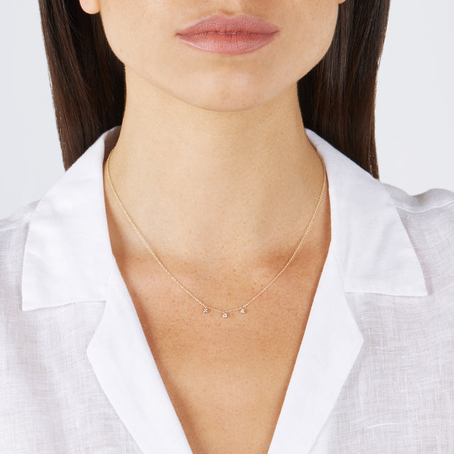 3 Mini Diamond Bezel Dangle Necklace