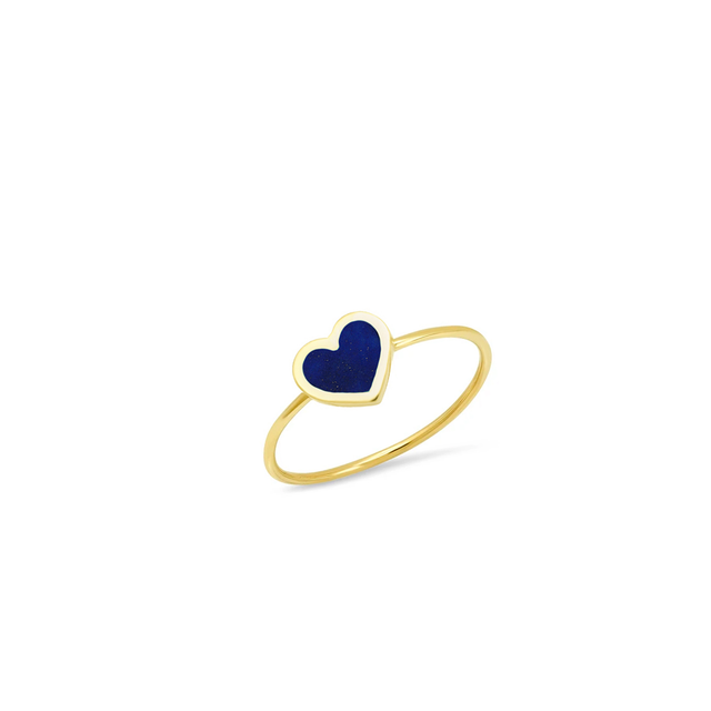 Extra Small Lapis Inlay Heart Ring