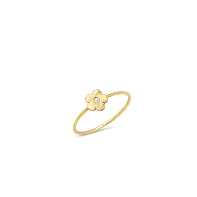Mini Daisy Ring with Diamond Center
