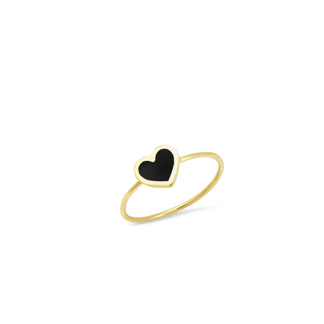 Extra Small Onyx Inlay Heart Ring