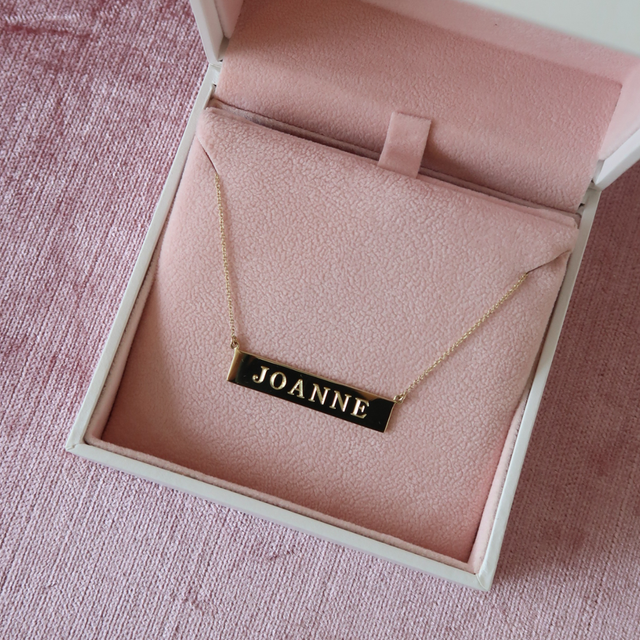 Yellow Gold Engravable Nameplate Necklace