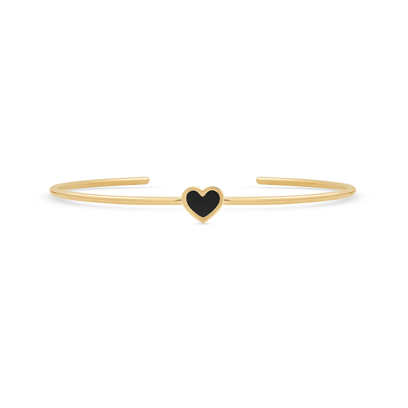 Onyx Inlay Heart Cuff
