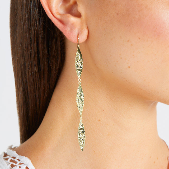 3 Hammered Marquise Earrings