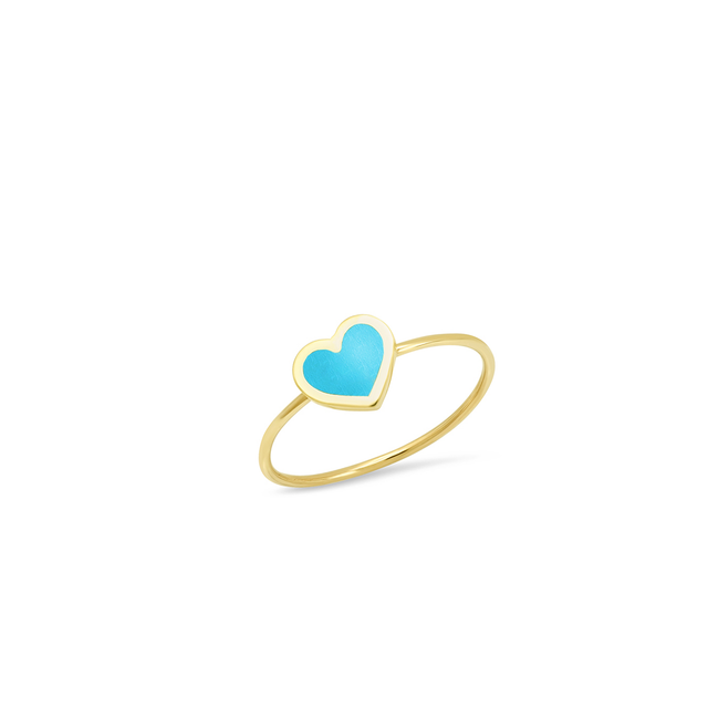 Extra Small Turquoise Inlay Heart Ring