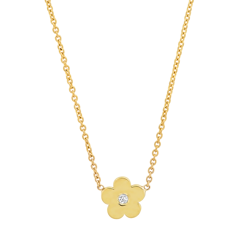 Mini Daisy Necklace with Diamond Center