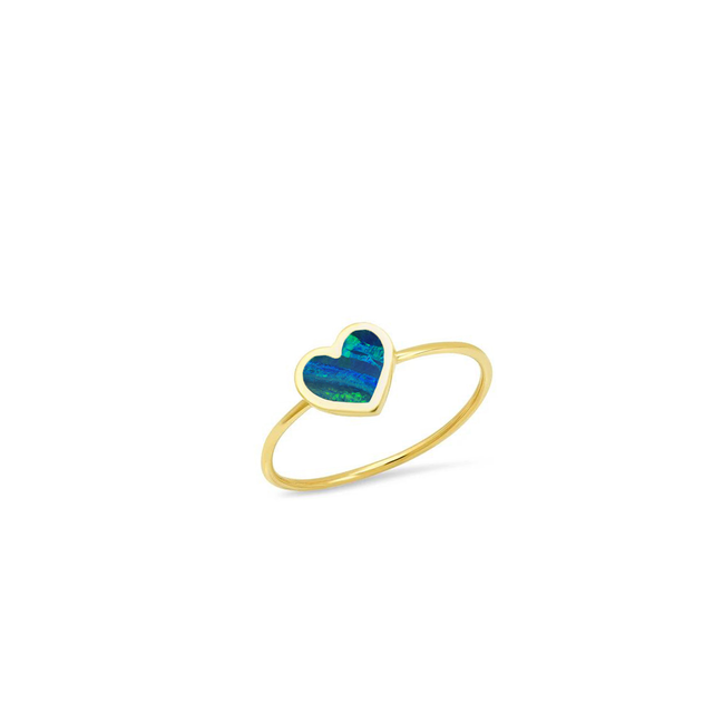 Extra Small Opal Inlay Heart Ring