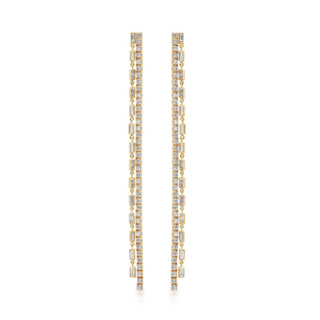 One-of-a-Kind Long 4 Prong & Baguette Cut Diamond Tennis Studs