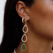 Triple 3-Prong Diamond and Emerald Open Teardrop Earrings