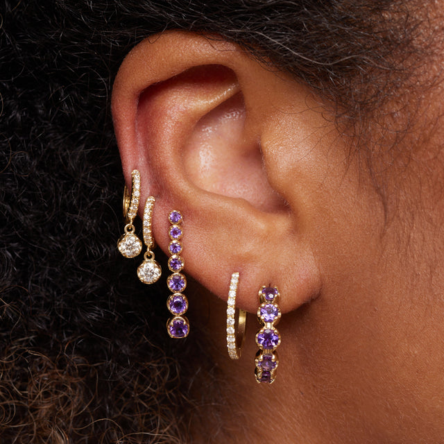 Small Graduated Amethyst Hoops