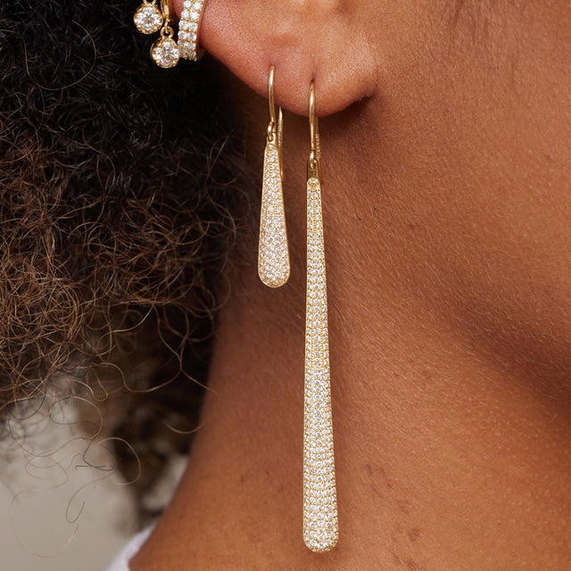 Long Diamond Dome Earrings